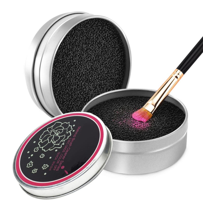 VANVENE 2 Pack Dry Makeup Brush Cleaner Sponge, Instantly Remove Eyeshadow Color from Brushes - No Water Needed, Quick Switch Color Tool for Daily Makeup - Image 1